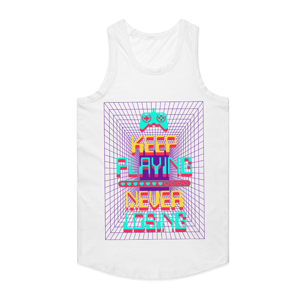 "Keep Playing, Never Losing" Cyber Neon Gaming T-Shirt