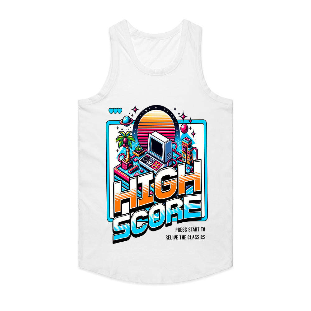 High Score - Retro Arcade Sunset Gaming T-Shirt