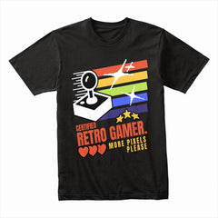 Certified Retro Gamer T-Shirt – Classic Arcade Joystick & Pixel Art