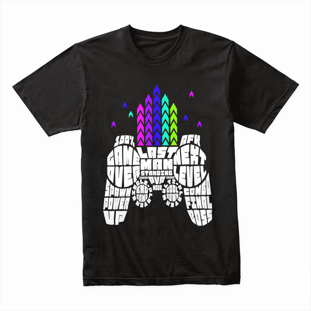 Gaming Typography T-Shirt - "Game Over | Last Man Standing" Gamer Controller Design