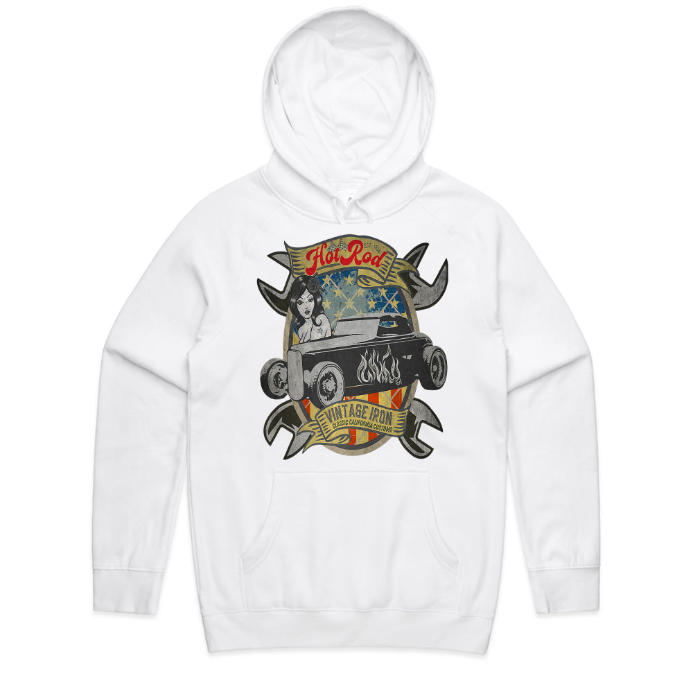 Hot Rod Vintage Iron T-Shirt – Classic California Custom Car & Pin-Up Retro Design
