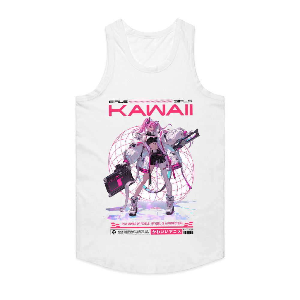Kawaii Cyberpunk Warrior T-Shirt – Futuristic Anime Girl Aesthetic