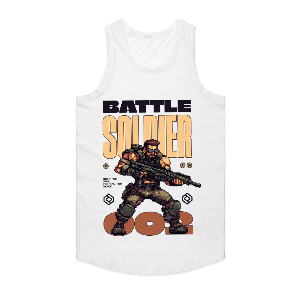 Battle Soldier T-Shirt – Retro Pixel Art Military Warrior
