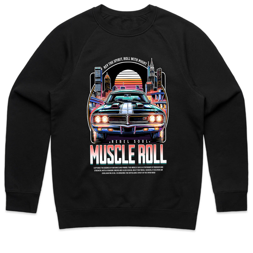 Muscle Roll – Retro Neon Muscle Car Graphic Tee