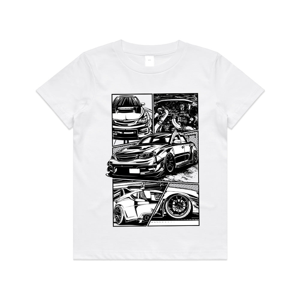JDM Manga Style Subaru WRX STI – Comic-Inspired Drift T-Shirt
