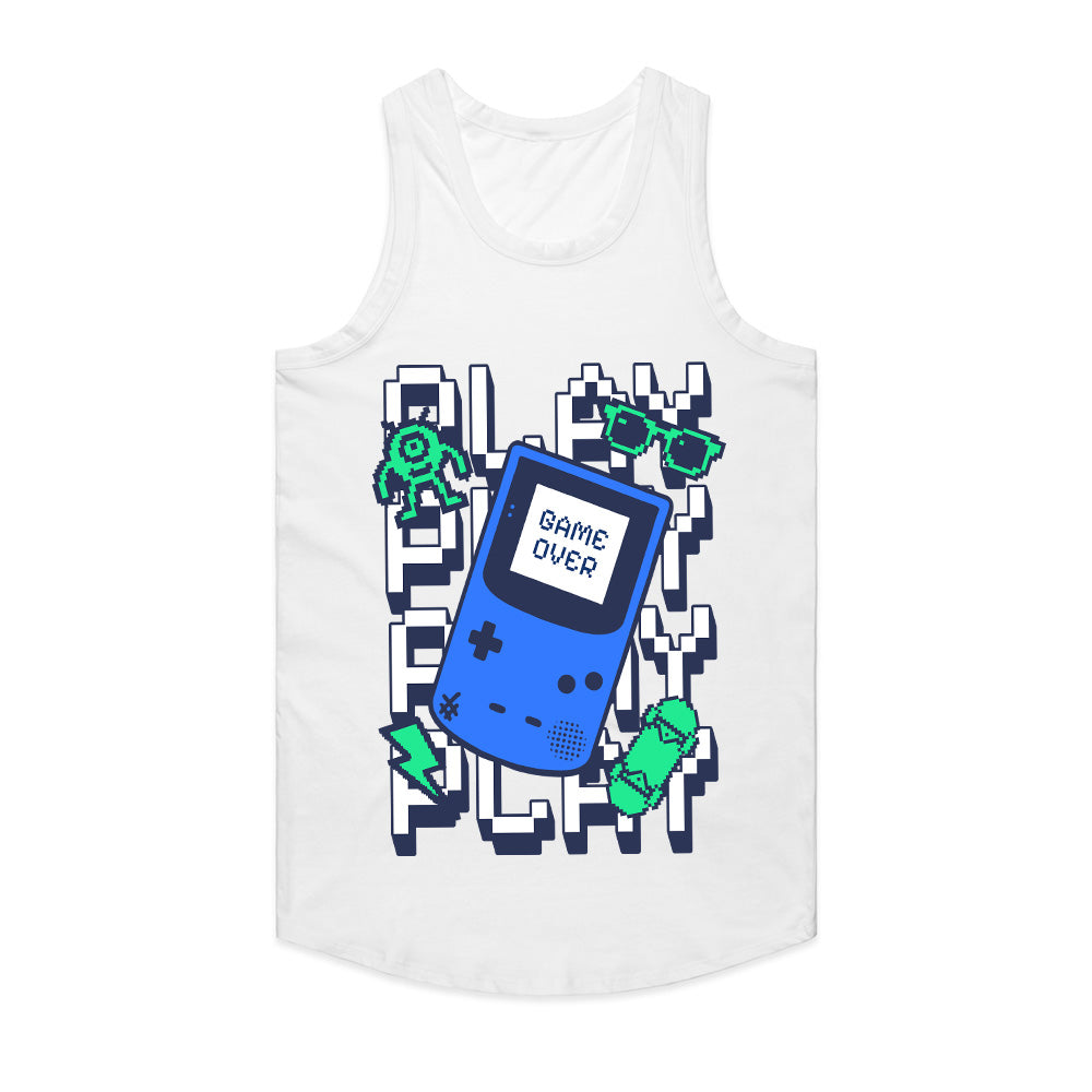 Retro Handheld Gamer T-Shirt – "Play Play Play" Pixel Art Tee