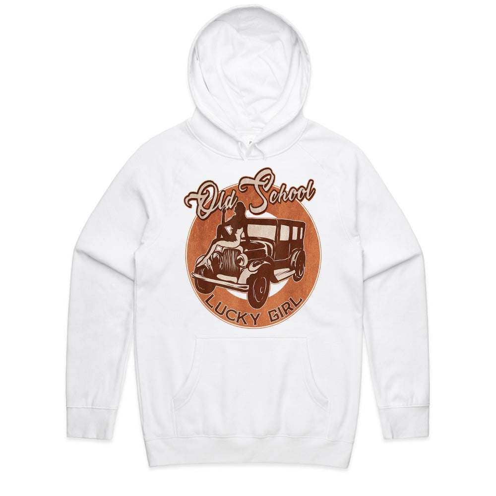 Old School Lucky Girl Hot Rod T-Shirt – Vintage Classic Car Lover’s Tee