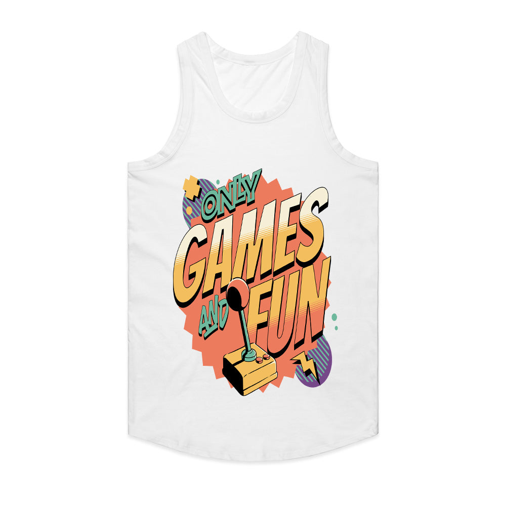 "Only Games and Fun – Retro Arcade Joystick Gaming T-Shirt"