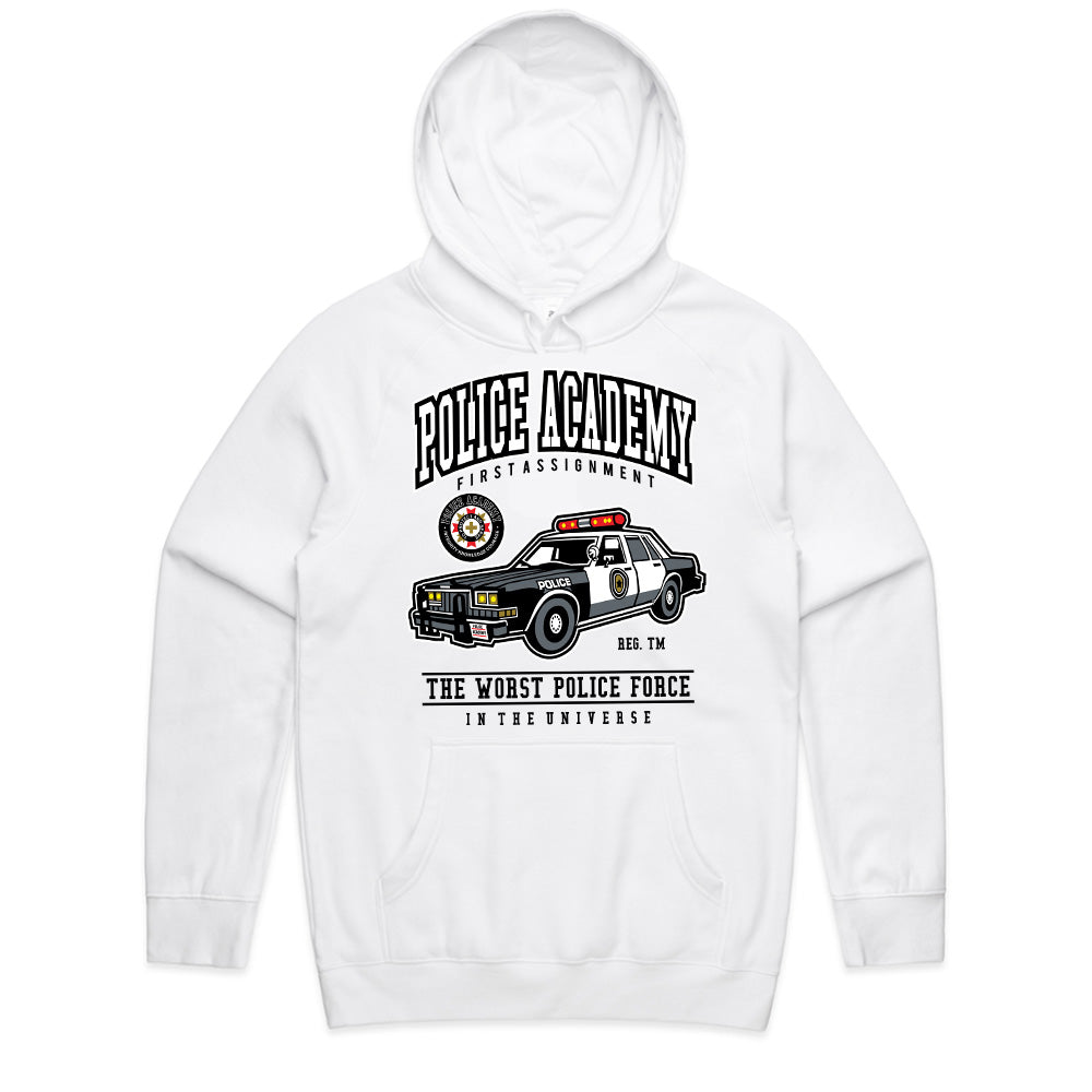 Police Academy Retro Patrol Car T-Shirt – Classic Law Enforcement Parody Tee