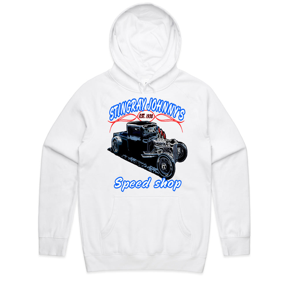 Stingray Johnny’s Speed Shop – Vintage Hot Rod Rat Rod T-Shirt