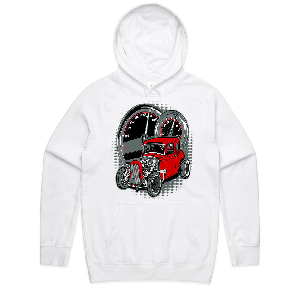 Red Rat Rod Speedometer Tee – Vintage Hot Rod Street Racing T-Shirt