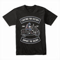 Fighting for Victory – Support the Soldier T-Shirt | Vintage Military Motorcycle Design