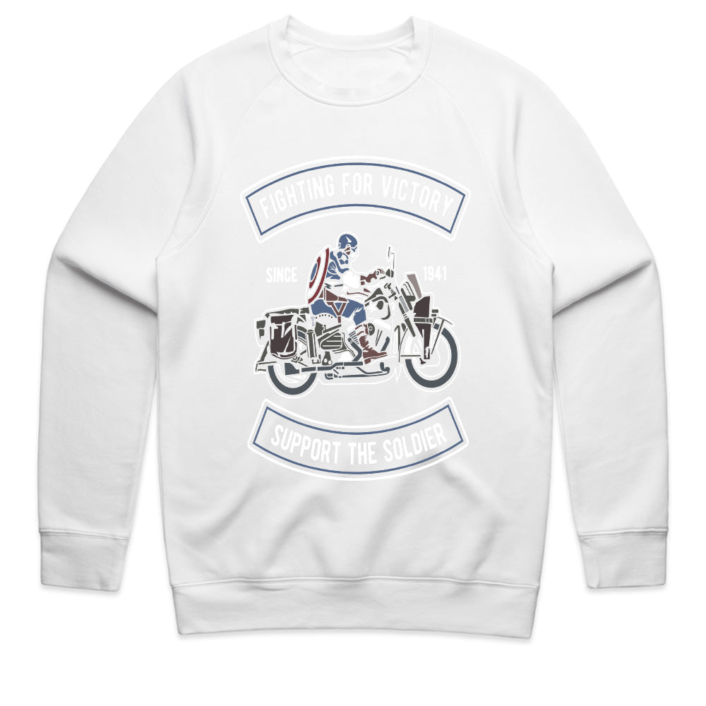 Fighting for Victory – Support the Soldier T-Shirt | Vintage Military Motorcycle Design