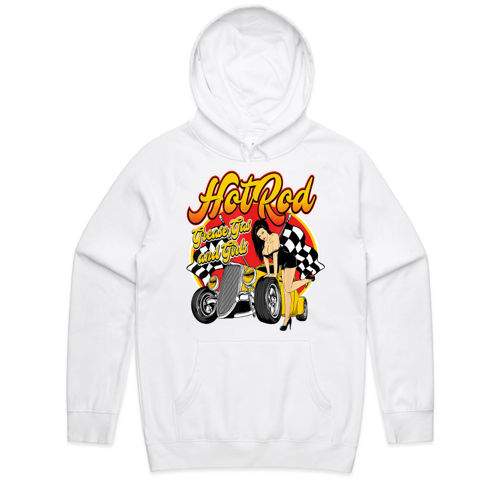 Hot Rod Pin-Up T-Shirt – Grease, Gas & Girls Vintage Rockabilly Car Tee