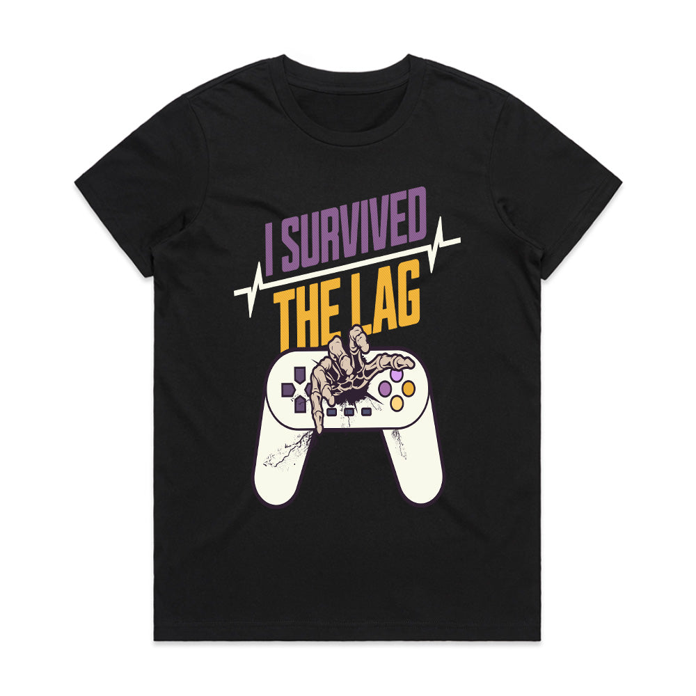 "I Survived The Lag – Funny Gamer Battle T-Shirt"