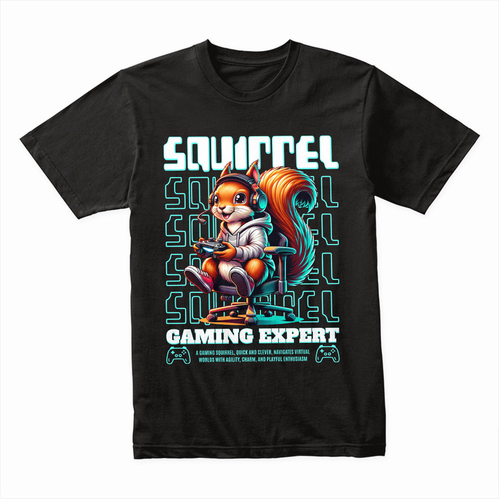 "Squirrel Gaming Expert – Fun Gamer T-Shirt for Quick & Clever Players"