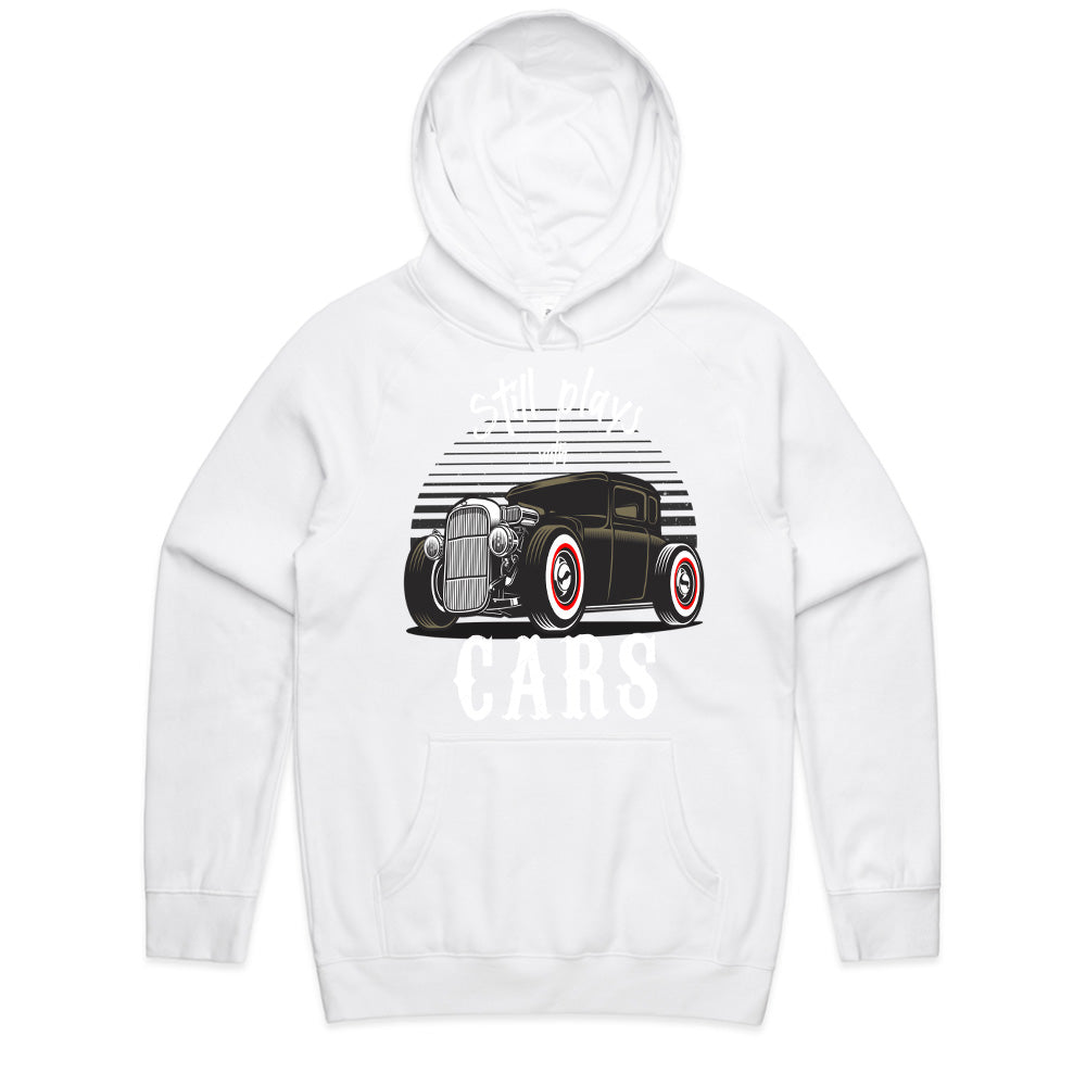 "Still Plays with Cars" Vintage Hot Rod T-shirt – A True Car Lover's Pride!