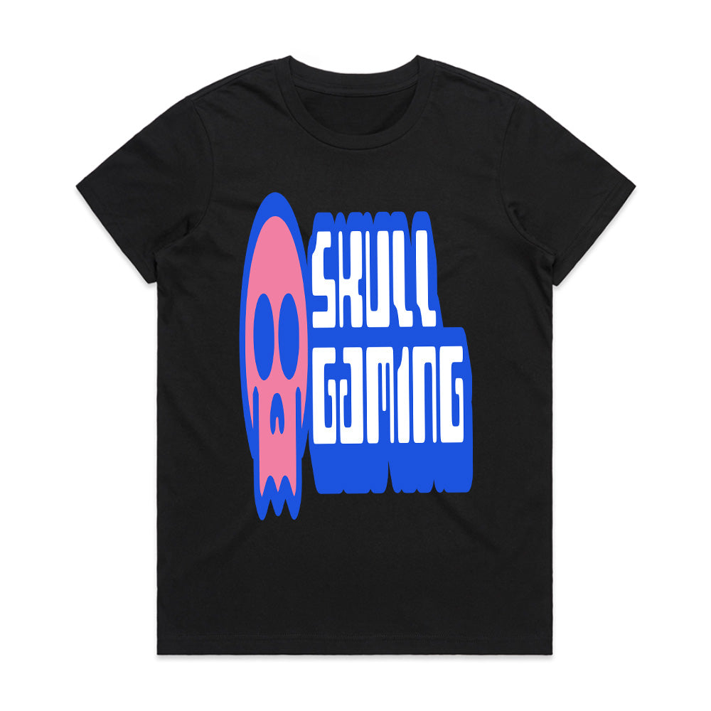 Skull Gaming – Neon Retro Gamer Graphic Tee"