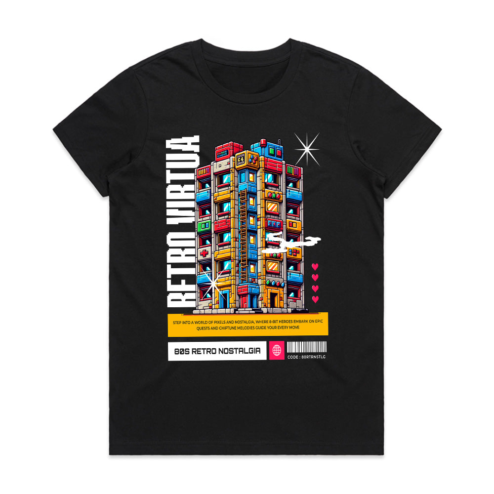Retro Virtua" 8-Bit Cyber City T-Shirt – 80s Pixel Nostalgia