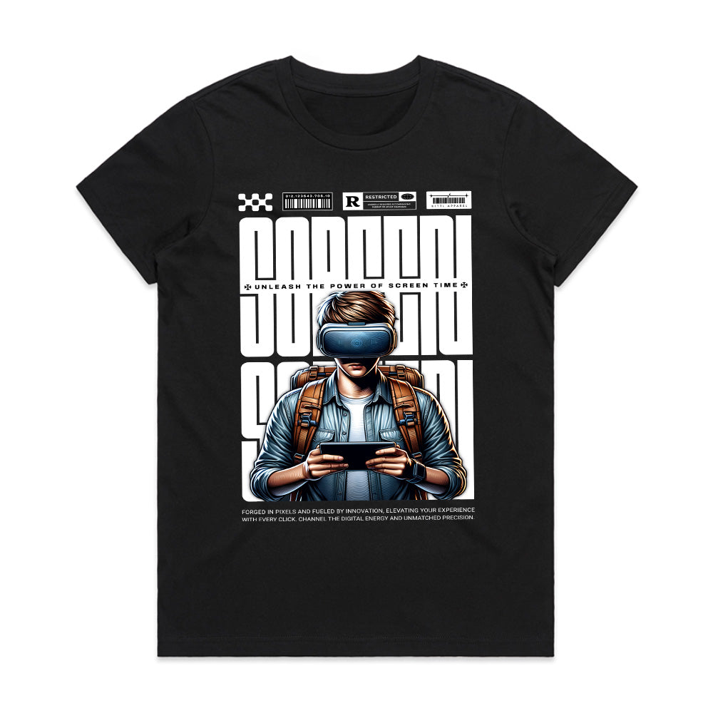 Unleash the Power of Screen Time" VR Gaming T-Shirt – Futuristic Gamer Design