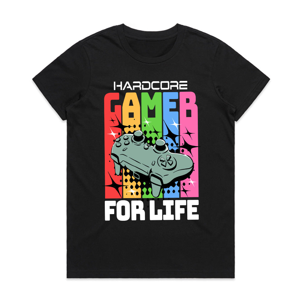 Hardcore Gamer for Life - Retro Gaming T-Shirt