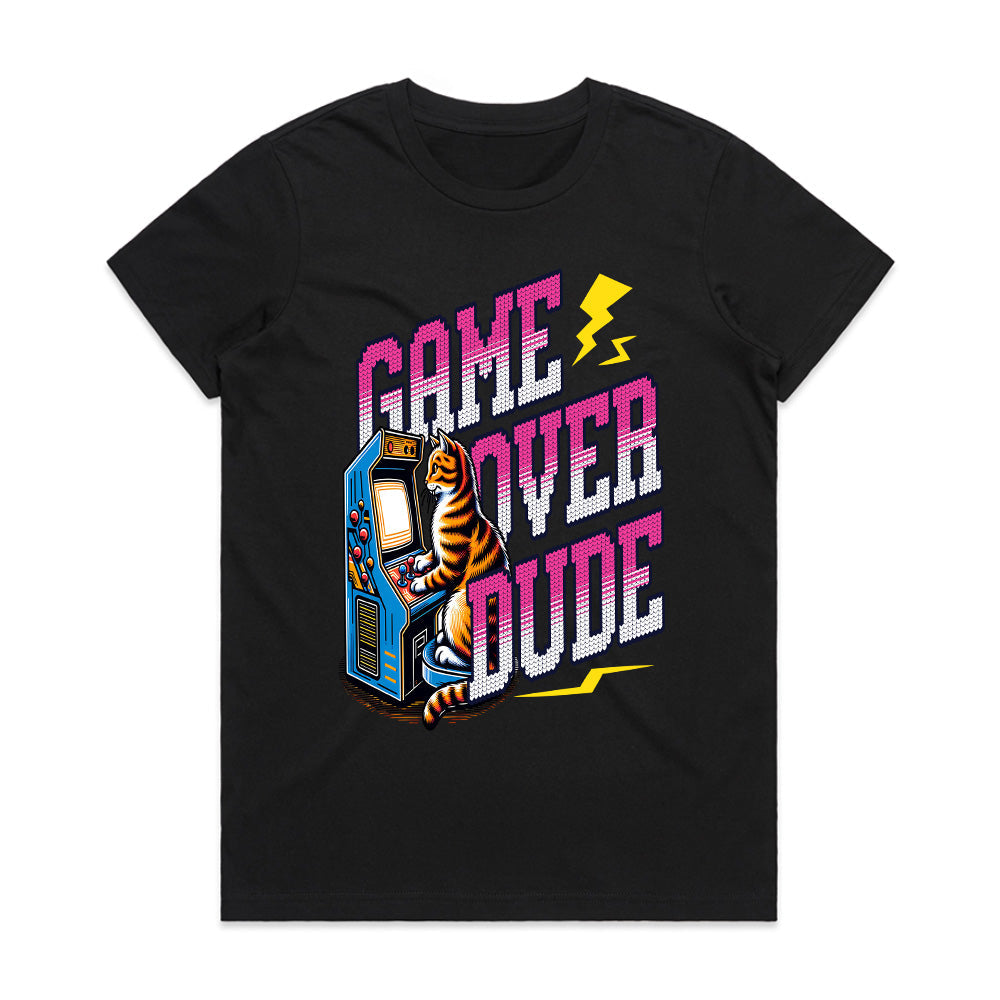 Game Over Dude - Retro Arcade Cat Gaming T-Shirt
