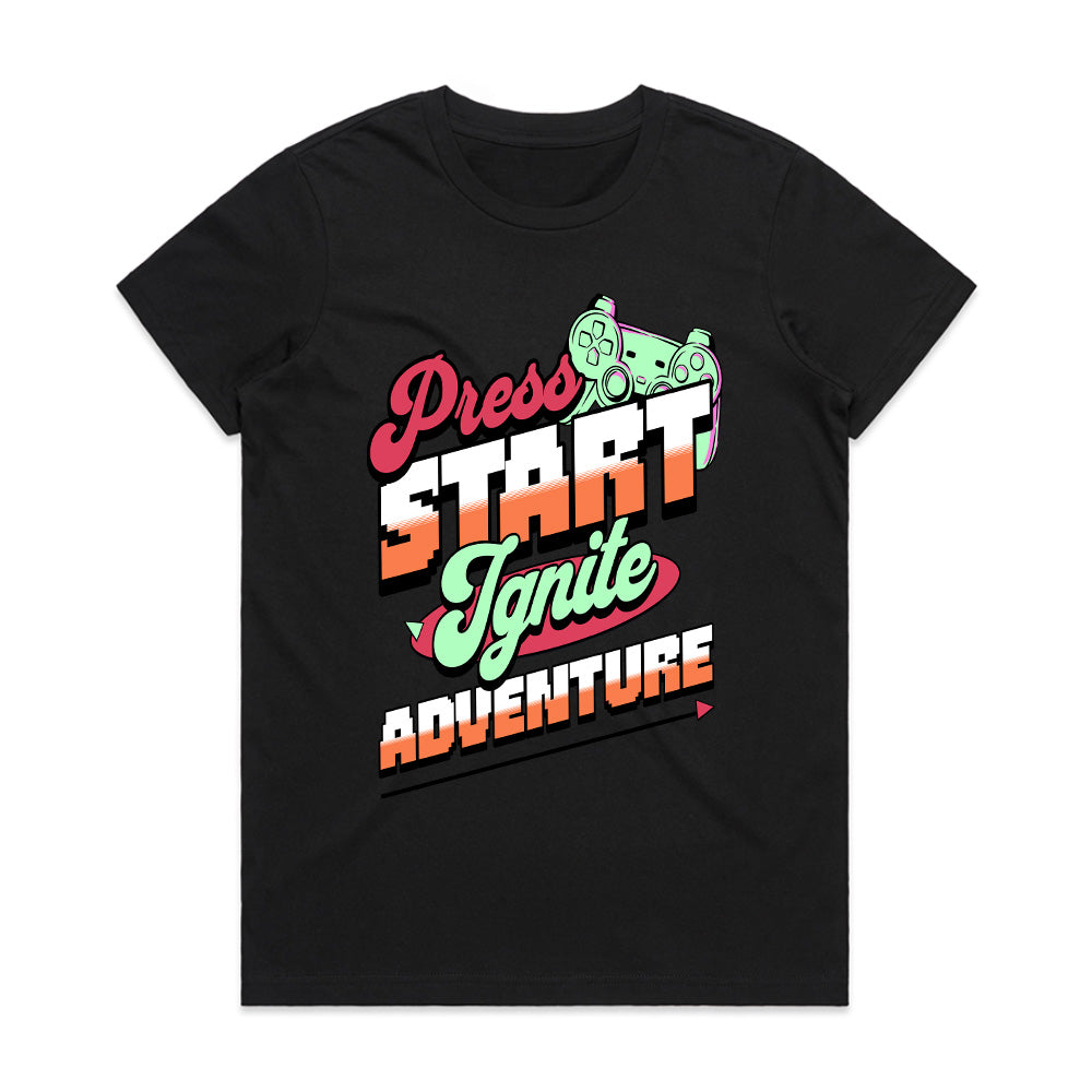 Press Start - Ignite Adventure Retro Gaming T-Shirt