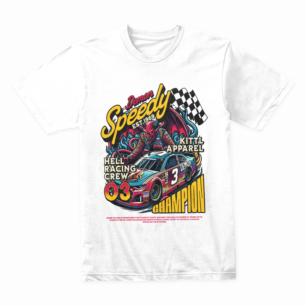 Demon Speedy Racing T-Shirt – Hell Racing Crew Champion Tee