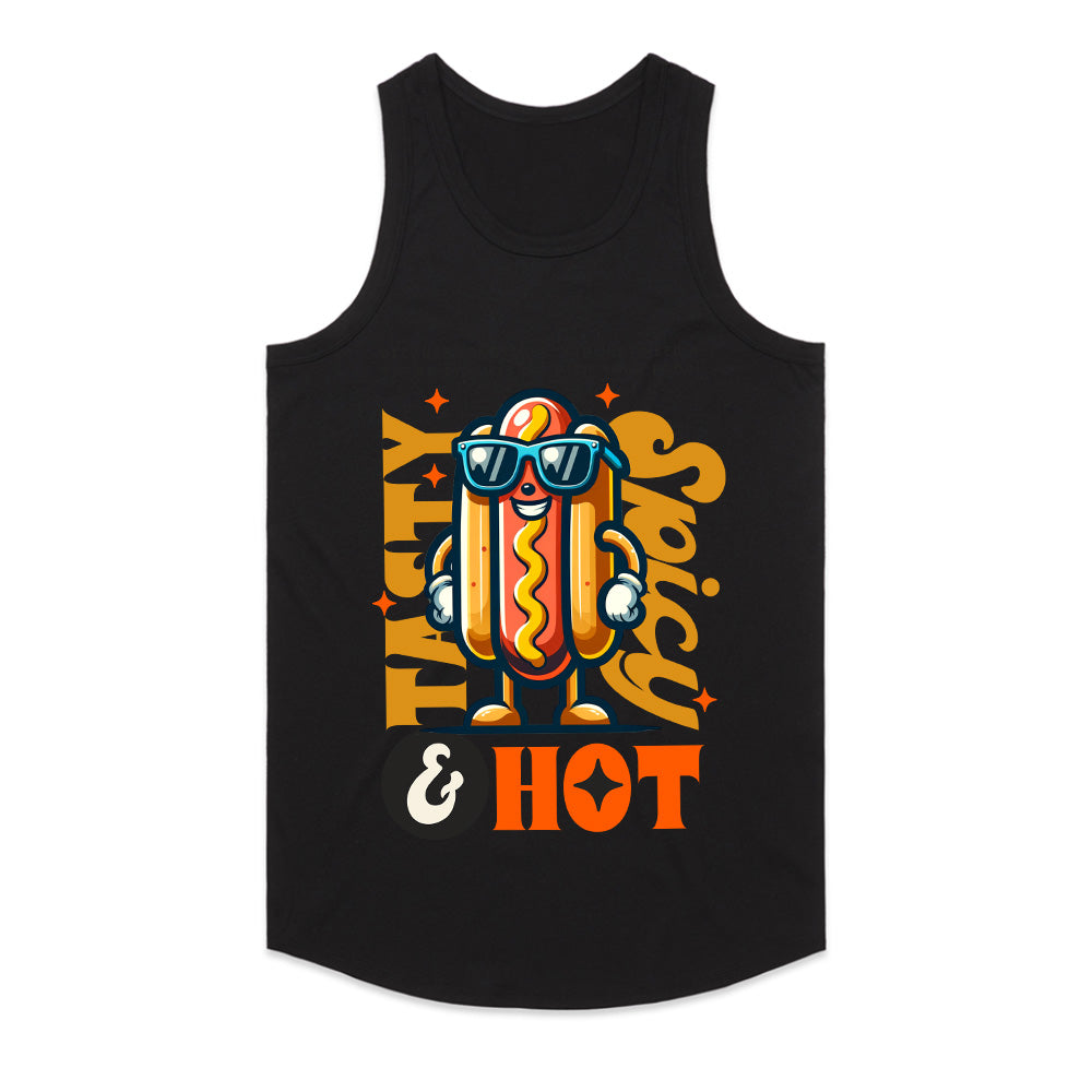 Tasty, Spicy & Hot – Cool Hot Dog Streetwear T-Shirt
