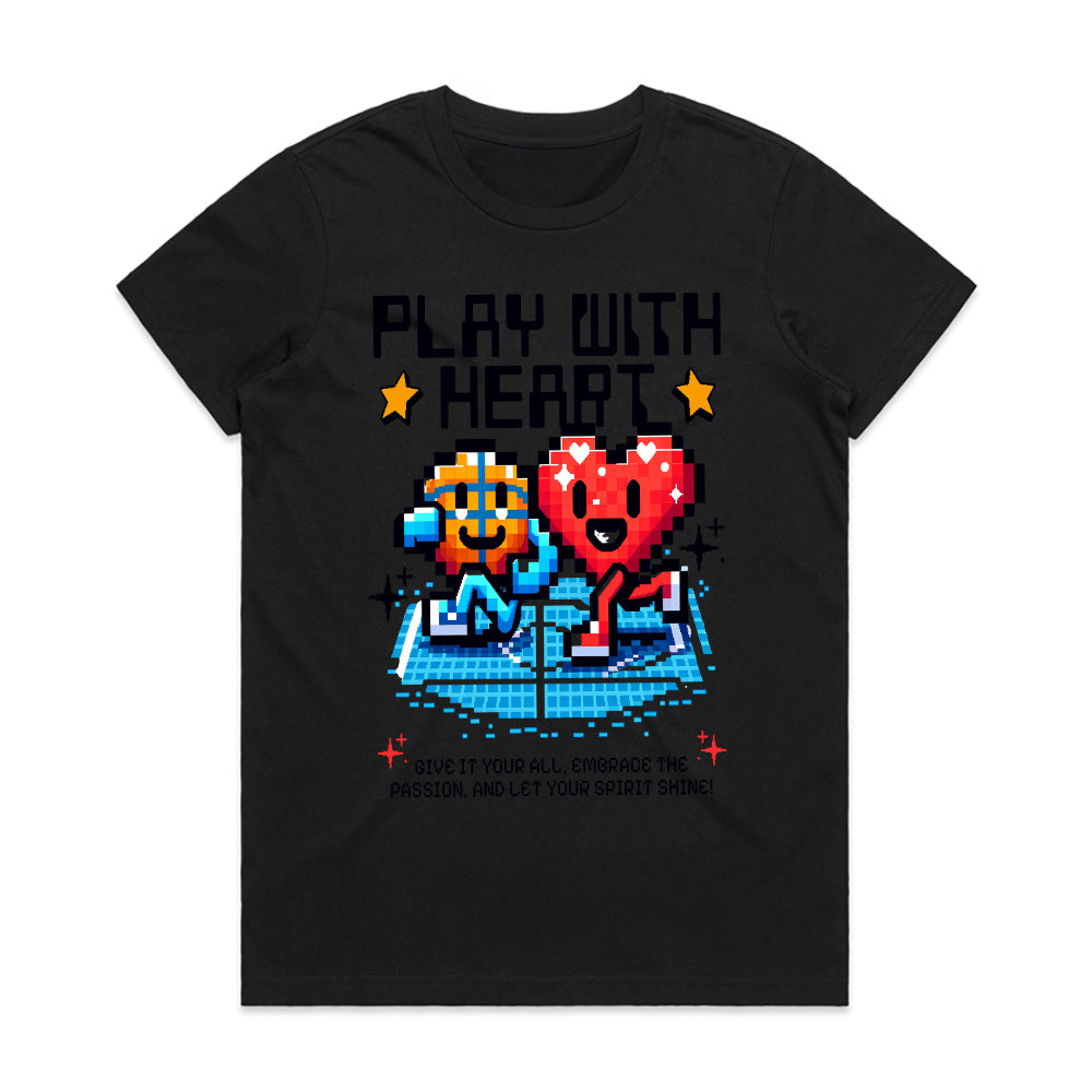 Play with Heart - Retro Pixel Art Gamer T-Shirt