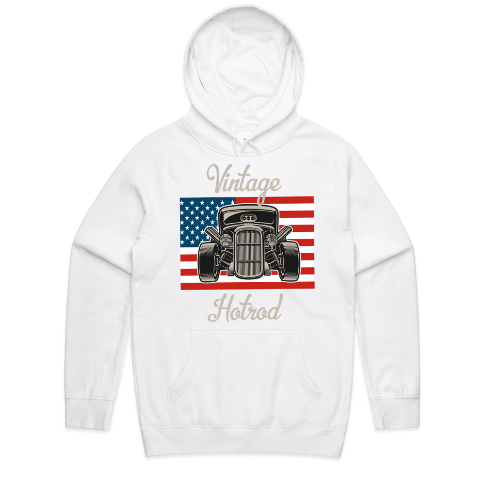 Vintage Hot Rod – American Flag Classic Car Tee