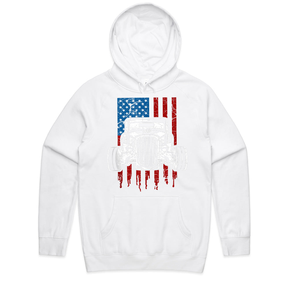 American Hot Rod – Classic Car USA Flag T-Shirt"