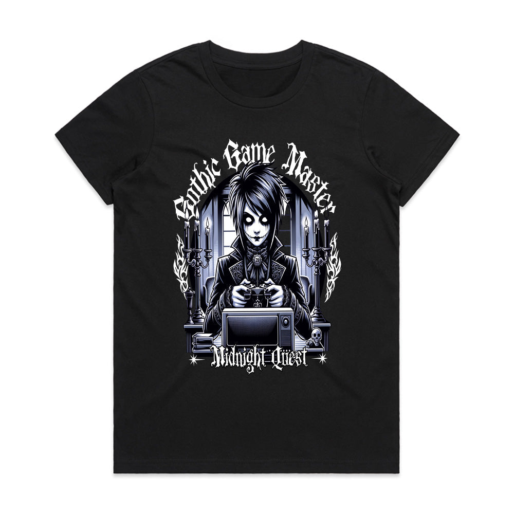 Gothic Game Master - Midnight Quest Dark Gamer T-Shirt
