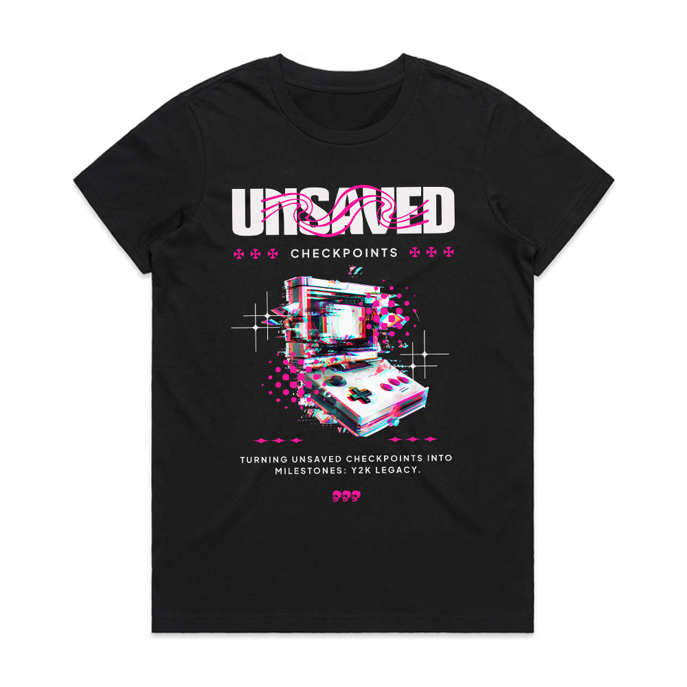 Unsaved Checkpoints - Glitch Aesthetic Retro Gaming T-Shirt