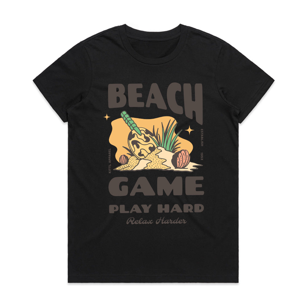 Beach Game T-Shirt – Play Hard, Relax Harder Retro Surf Style