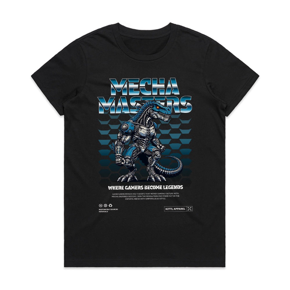 Mecha Masters T-Shirt – Futuristic Cyber Dino Warrior
