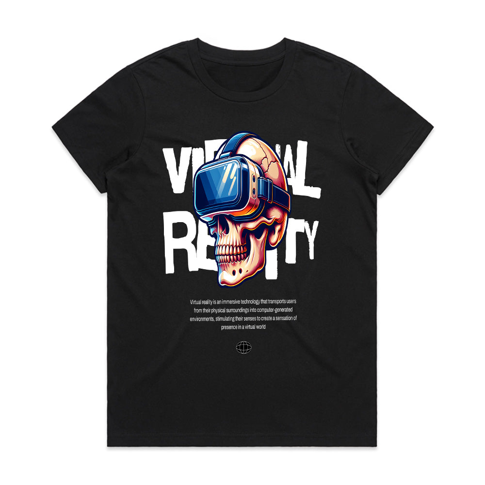 Virtual Reality Skull T-Shirt – Cyberpunk Gaming Aesthetic