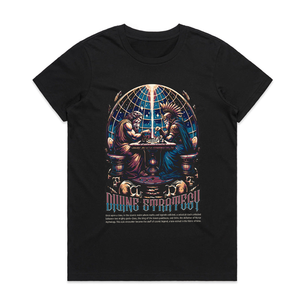 Divine Strategy T-Shirt – Mythological Chess Battle of the Gods
