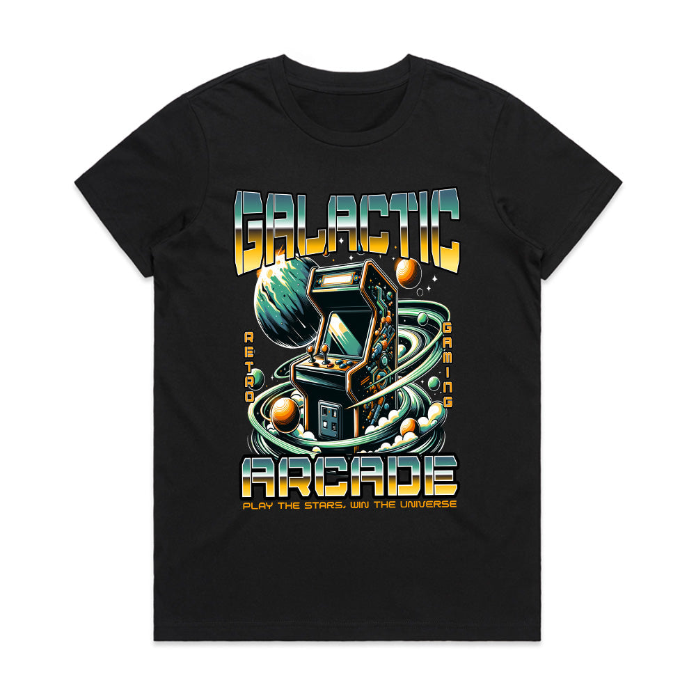 Galactic Arcade T-Shirt – Retro Gaming Meets Outer Space