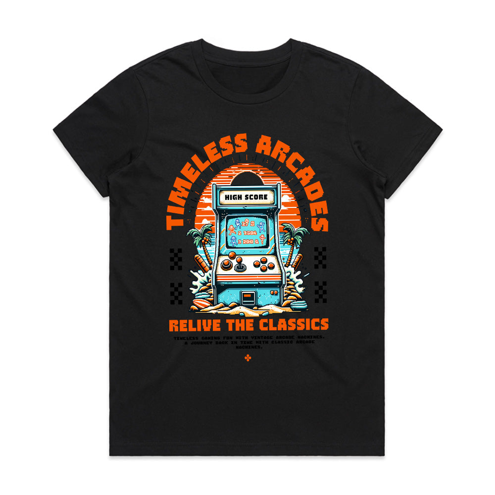 Timeless Arcades T-Shirt – Relive the Classics in Retro Gaming Style