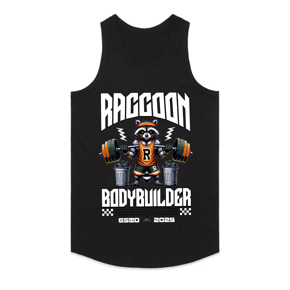 Raccoon Bodybuilder Gym Tee – Funny Fitness & Powerlifting Workout Shirt