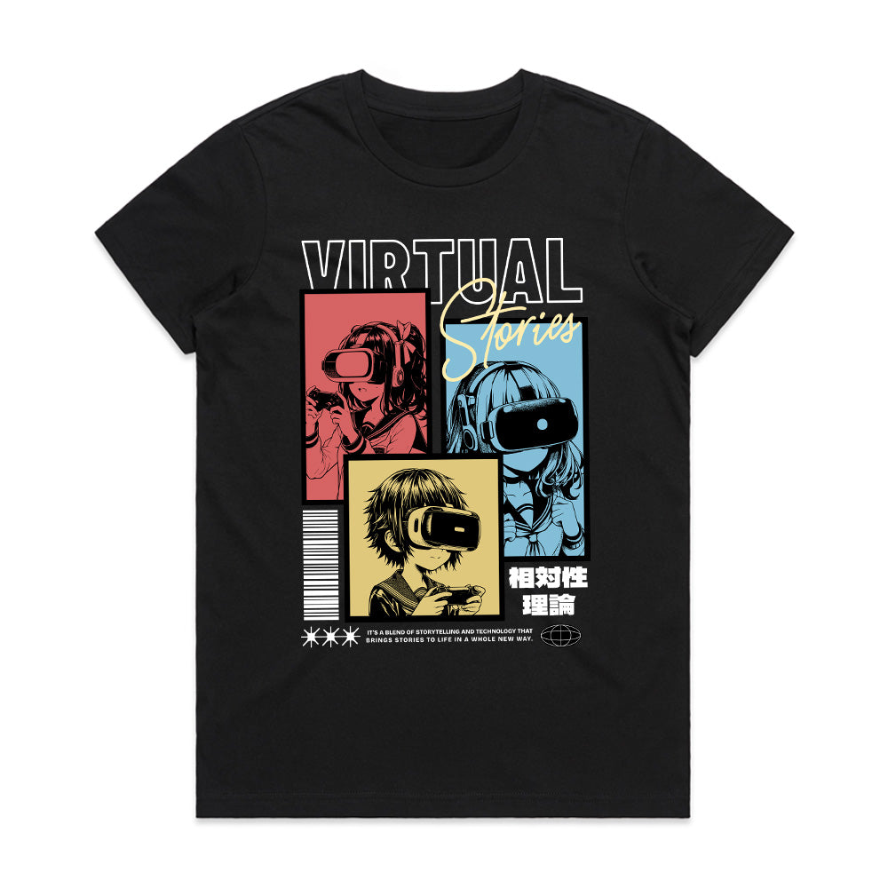 Virtual Stories T-Shirt – Anime Cyber VR Aesthetic