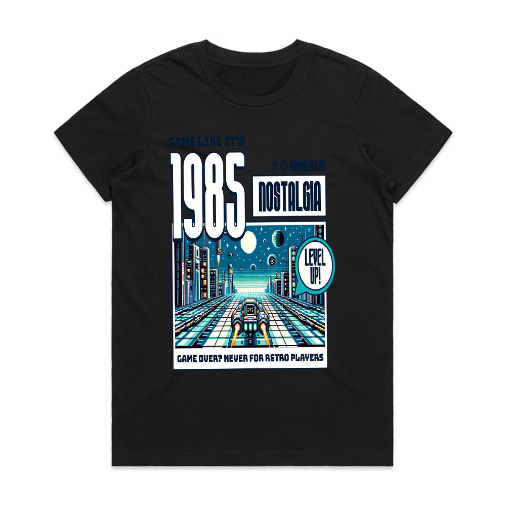 1985 Nostalgia T-Shirt – Retro Arcade Racing Adventure