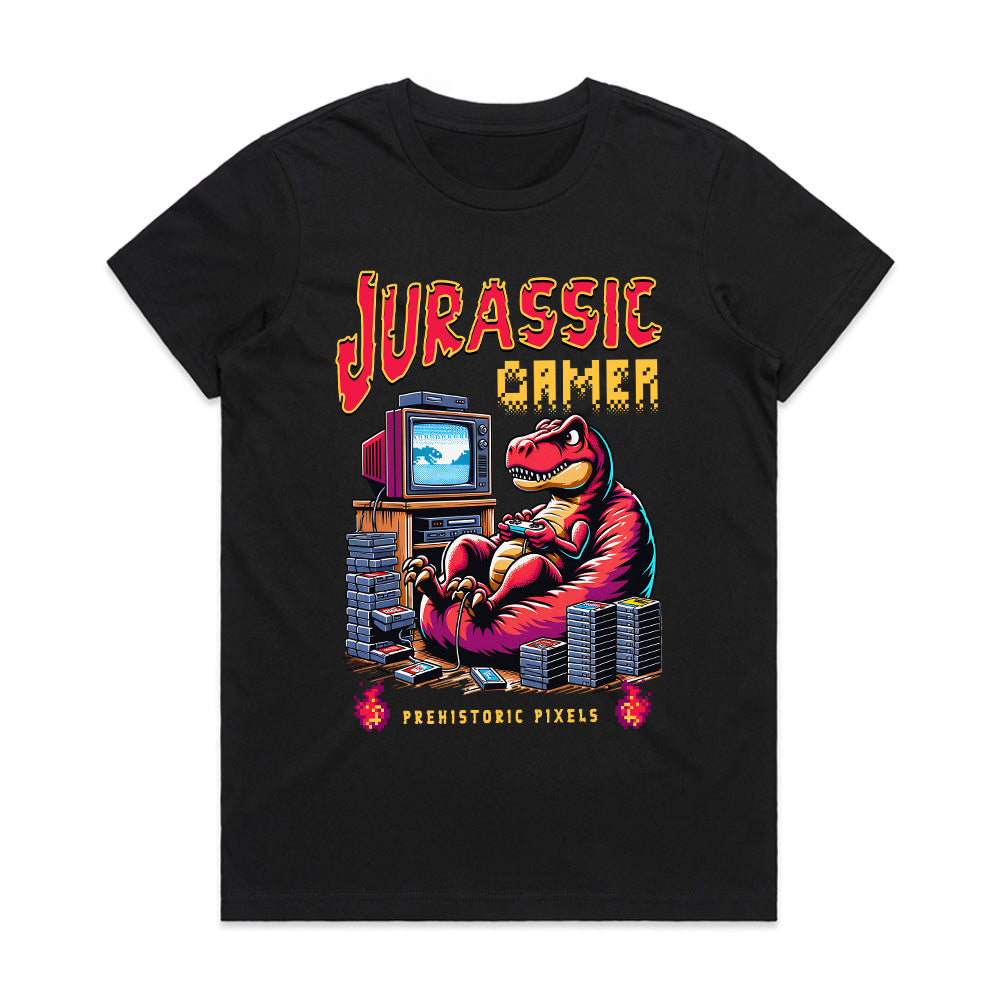 Jurassic Gamer T-Shirt – Prehistoric Pixels & Retro Gaming
