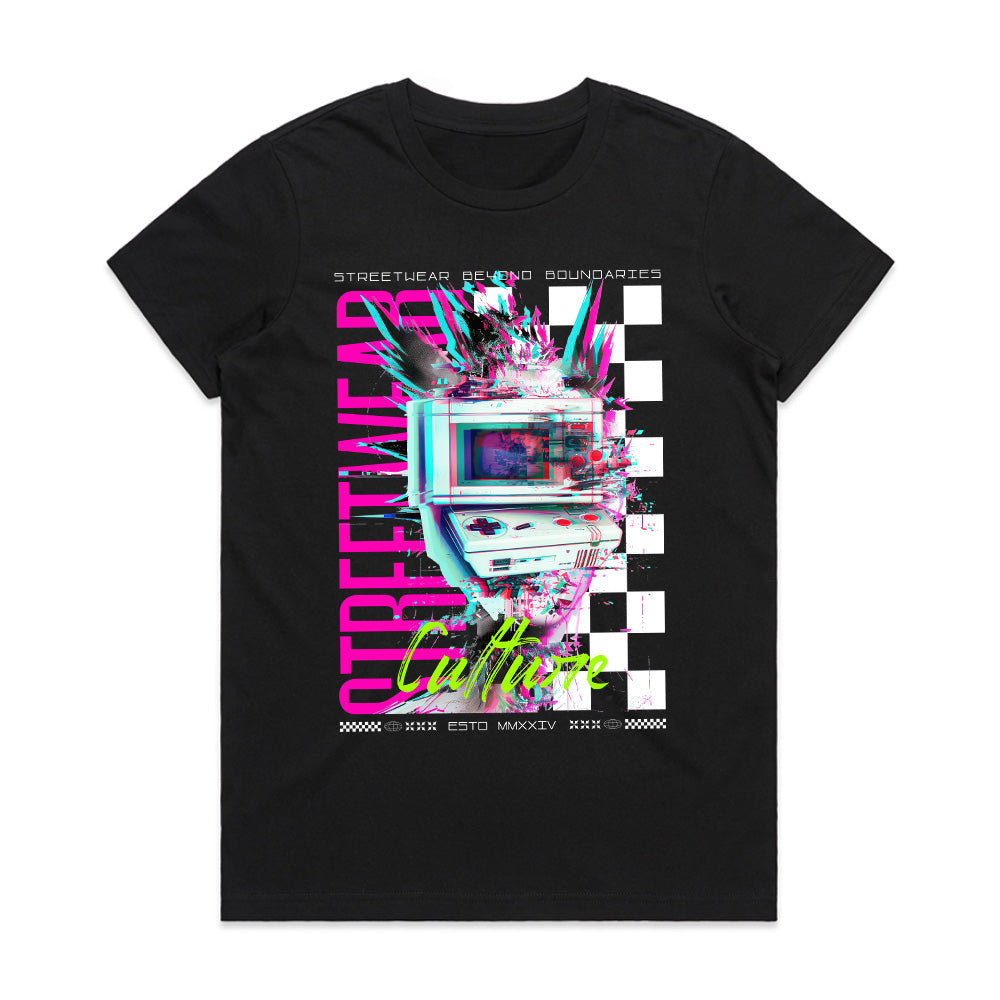 Cyberpunk Streetwear Glitch T-Shirt – Retro Gaming Culture