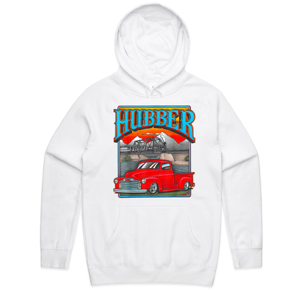 Vintage "Hubber" Hot Rod Truck T-Shirt – Classic GMC Pickup & Train Scene