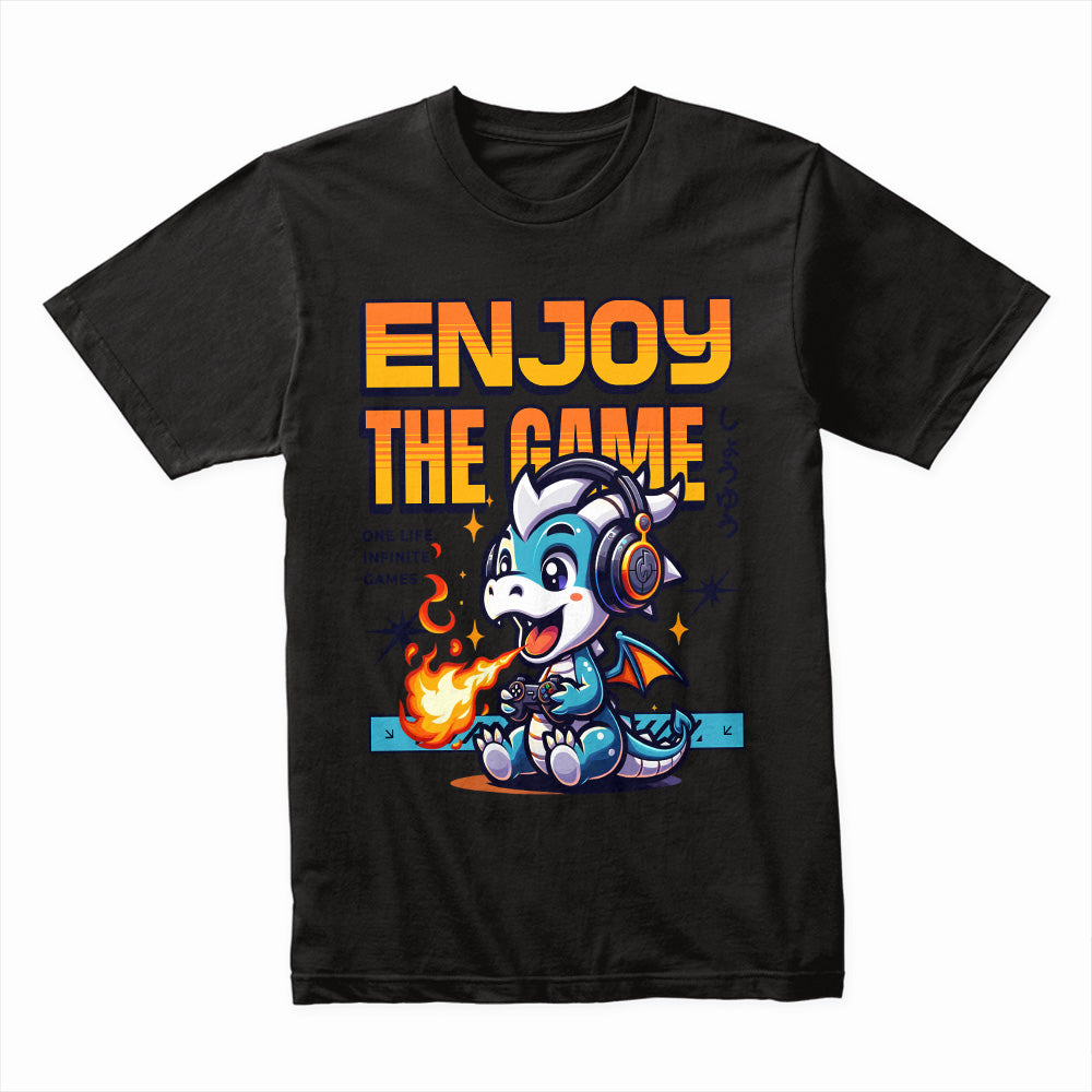 Gamer Dragon T-Shirt – "Enjoy the Game" Cute Gaming Dragon Design