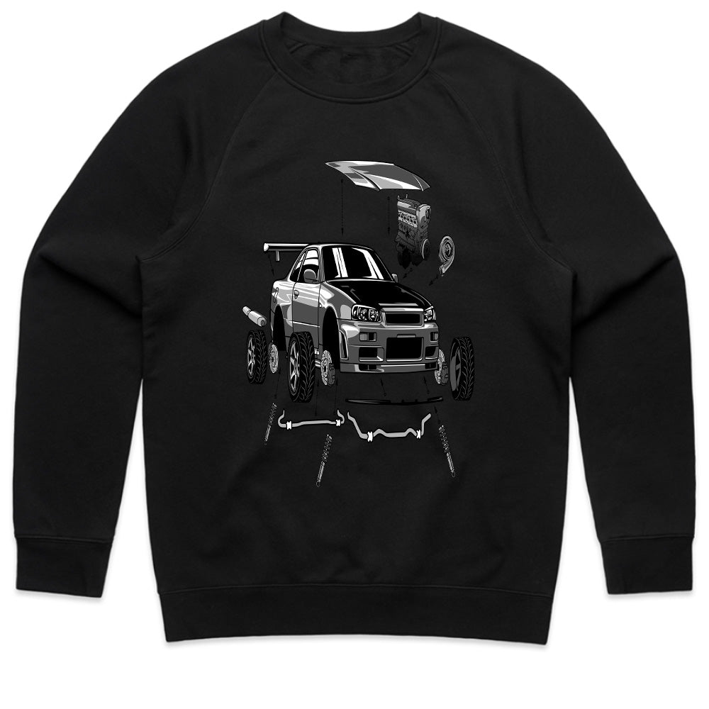 Skyline GT-R R34 Blueprint – Exploded View JDM T-Shirt
