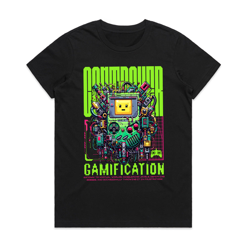 Cyberpunk "Gamification" T-Shirt – Futuristic Gaming Tech Design