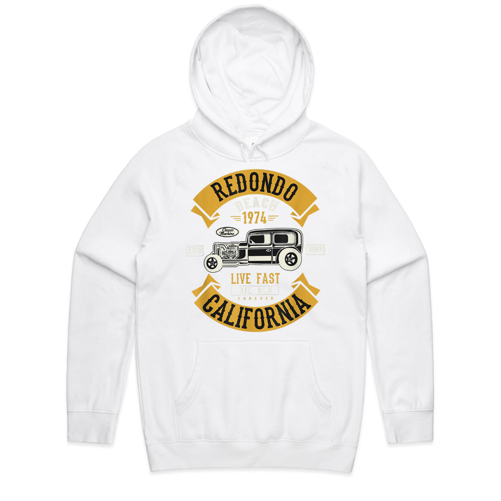 Vintage Redondo Beach California Hot Rod T-Shirt – Classic 1974 Retro Car Shop Design